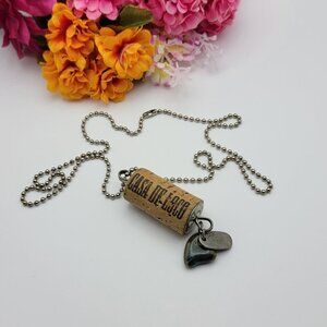 Novelty No Whining Cork Pendant Necklace 30" USA Ball Bead Chain CASA DE LOCO